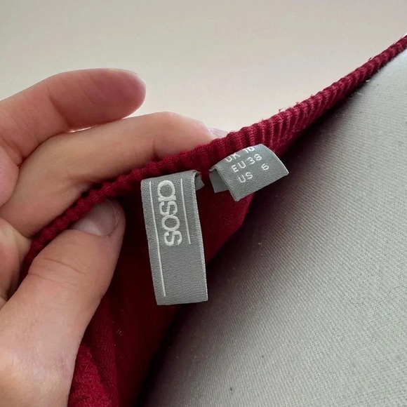 Red Asos Off-The-Shoulder Top Sz 6 - Picture 2 of 5